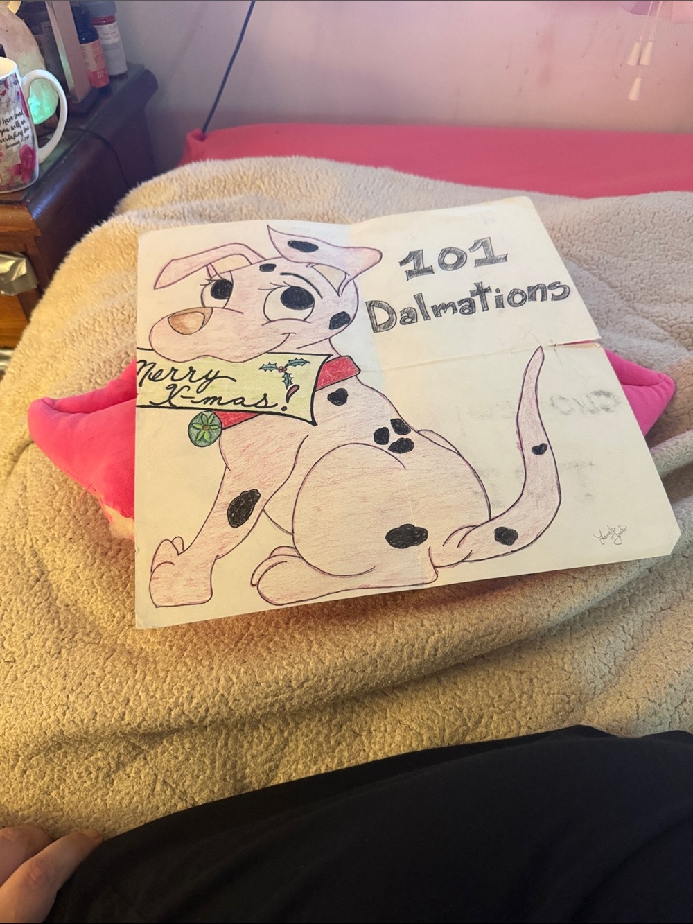 Pink 101 Dalmatians Dog Art Print Pillow - Unbranded